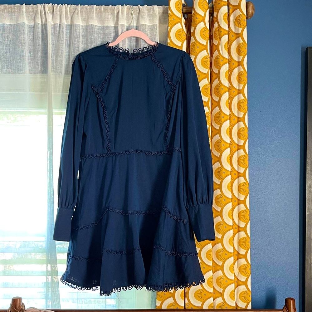 Aqua Navy Blue Laced Dres